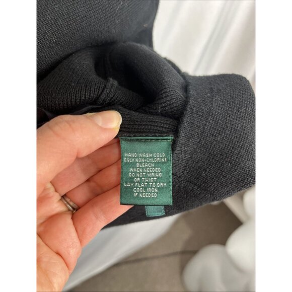 Lauren Ralph Lauren Black Sweater Blazer w/ Faux Leather Trim Womens Size XS - Picture 5 of 9